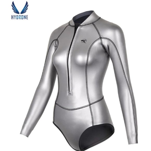 NWOT SaveOcean Bikini Bodysuit - 2mm Silver Front Zipper Springsuit size XL - Picture 3 of 4